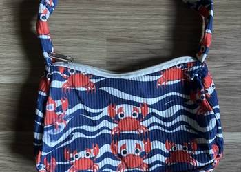 Urocza torebka na ramię w kraby, wzór morski, retro/ Y2K baguette bag