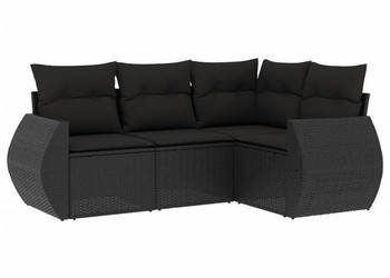 4-cz. zestaw wypoczynkowy do ogrodu poduszki czarny rattan PE WM-3221304