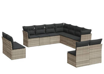 11-cz. zestaw mebli ogrodowych z poduszkami szary rattan PE WM-3249661