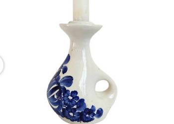 Stary porcelanowy świecznik kaganek Włocławek sygnowany