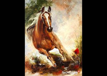 Kowalik - Koń w galopie - 60x80cm Obraz Olejny