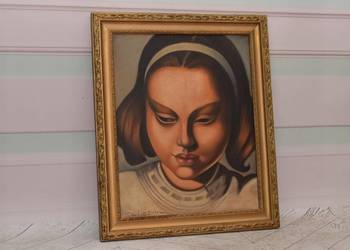 T De Łempicka - Portret Dziewczyny w Opasce na Głowie - Obraz Olejny