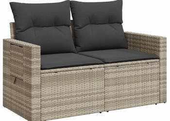 Sofa ogrodowa z poduszkami 2-osobowa jasnoszara polirattan WM-366196