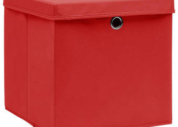 Pudełka z pokrywami 4 szt. 28x28x28 cm czerwone WM-325220