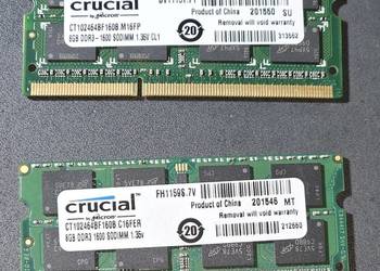Pamieć do laptopa DDR3 16gb 1600 MHZ Crucial 2x8 Dual chanel