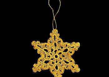 Zawieszka szydełkowa choinkę gwiazdka 8cm złota (Z173)