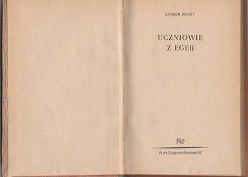 (7594) UCZNIOWIE Z EGER – SANDOR BRODY