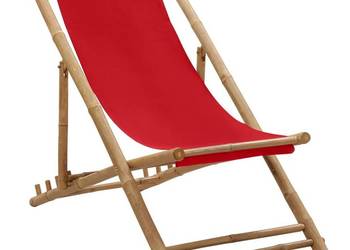 vidaXL Leżak z bambusa i czerwonego płótna(SKU:313020)