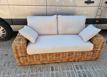 Kanapa rattanowa sofa GRUBY OPLOT NATURALNY boho rattan