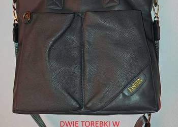 Torebka Fashion szara/srebrna dużo przegródek do ręki i na ramię Stan Bdb +