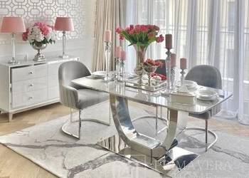 Ekskluzywny stół srebrny z marmurowym  blatem, do jadalni