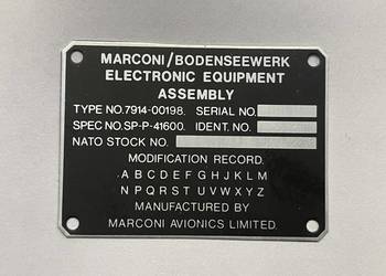 tabliczka, identification plate Marconi Bodenswerk Electroni