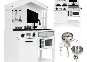 Drewniana kuchnia dla dzieci piekarnik palniki mikrofala akcesoria ECOTOYS