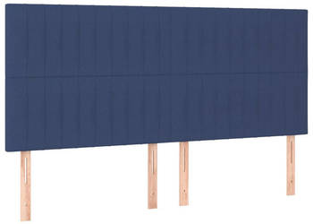 Zagłówek do łóżka z LED niebieski 160x5x118/128 cm tkanina WM-3122674