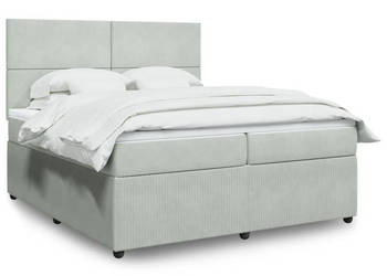 Łóżko kontynentalne z materacem jasnoszare aksamit 200x200cm WM-3292424