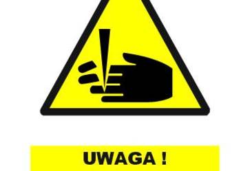Naklejka Uwaga! Możliwość obcięcia palców 10 x 15 mm GF036