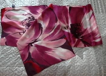 Szalik Jedwabny 100% Naturalny Jedwab Kremowy w Kwiaty Jones New York