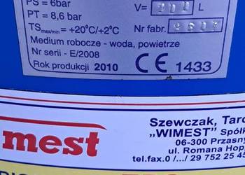 Hydrofor zbiornik 200 l sprzedam