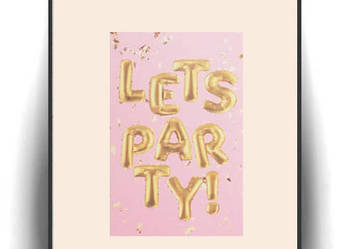 pastelowy plakat z napisem, party plakat A4, mały obrazek