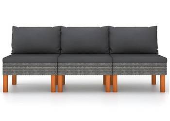 vidaXL Siedziska środkowe, 3 szt., polirattan i drewno (SKU:315759)