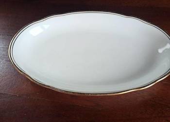 Półmisek Kahla. Biała porcelana, ze złoceniami.   Cena 35