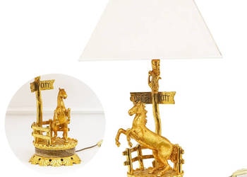 Mosiężna lampa stołowa KOŃ FRANCJA VINTAGE 2 poł. XX w. gabinetowa GLAMOUR Mosiężna lampa stołowa KOŃ FRANCJA VINTAGE 2 poł. XX w. gabinetowa GLAMOUR