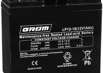Akumulator żelowy 12V 18Ah GROM  LP12-18