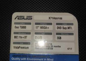 Laptop Asus X71A T5800 3GB 120GB SSD IrDA
