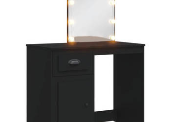 Toaletka z lampkami LED czarna 90x42x1325 cm WM-834971