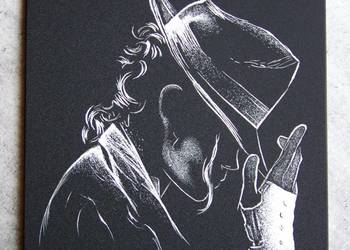 Michael Jackson Obraz grawerowany na blasze... staloryt Grawer 40x40cm