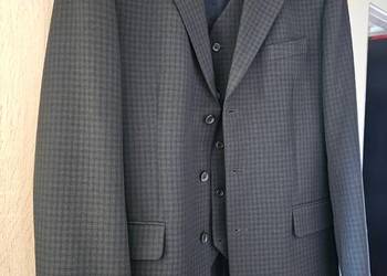 3 częściowy garnitur męski delikatna kratka klasyczny Vintage  50/188