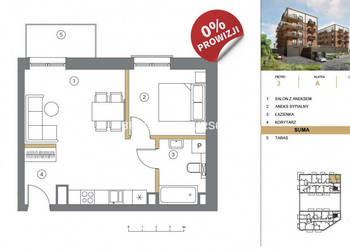 Mieszkanie Wieliczka Adama Asnyka 41.77m2 2-pok