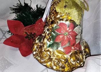 Duży dzwonek styropianowy handmade decoupage Święta
