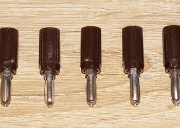 Wtyki bananowe 4 mm, sprężyste, skręcane, brązowe, zestaw 10 sztuk