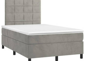 Łóżko kontynentalne z materacem i LED szare aksamit 120x200cm WM-3136113