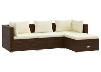 4-cz. zestaw wypoczynkowy do ogrodu poduszki rattan PE brąz WM-3101642