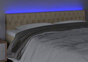 vidaXL Zagłówek do łóżka z LED, kremowy, 200x7x78/88 cm, tkanin(sku3121975)