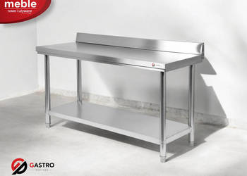 Stół składany przyścienny ze stali nierdzewnej z półką 1500x600x850 mm