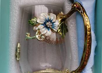 Wisolt enels szklany kubek herbaty z kwiatami