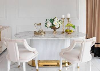 STÓŁ ROYAL Glamour Designerski Biały Złoty Marmur OUTLET