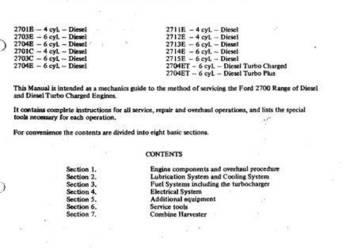 FORD 2711E 2712E 2713E 2714E 2715E 2704ET silniki instrukcja napawy