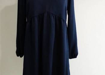 Sukienka Trapezowa Granatowa Wizytowa Koktajlowa na Okazje Naf Naf 40