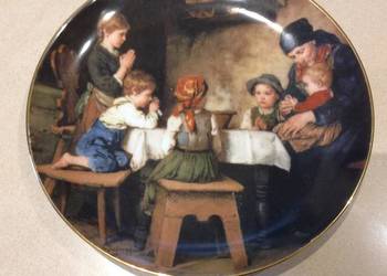 Stary Talerz Porcelanowy Modlitwa przy posiłku Dekoracja Stary Talerz Porcelanowy Modlitwa przy posiłku Dekoracja