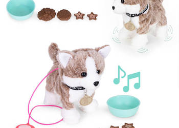 Interaktywny piesek na smyczy husky chodzi i merda ogonem melodyjki