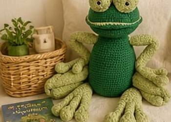 Duża żaba handmade 76 cm – miękka przytulanka unikat