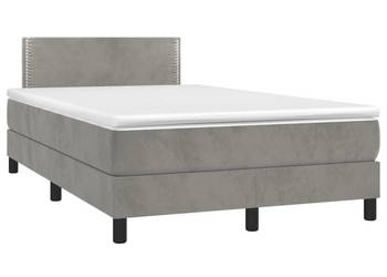 Łóżko kontynentalne z materacem i LED szare aksamit 120x200cm WM-3134333