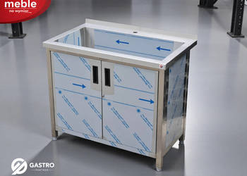 Basen gastronomiczny spawany jednokomorowy z szafką 1000x600x850 mm