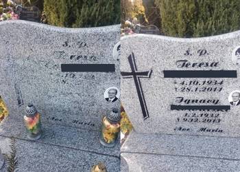 Odnawianie liter na pomniku, malowanie napisów na nagrobku, Osobowicka