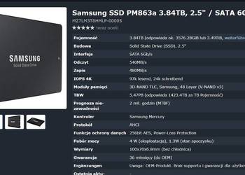 Dysk SSD Samsung PRO PM863a 3.84TB 3840GB 4TB BOX CM471 USB DELL TLC SATA