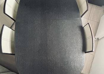 Stół fornirowany + 6 krzeseł skórzanych Natuzzi Italia